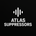 Atlas Suppressors logo on a black background
